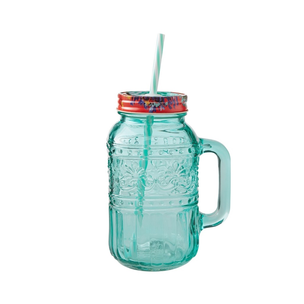 The Pioneer Woman Cassie 32-Fluid-Ounce Mason Jar Tumbler, Teal
